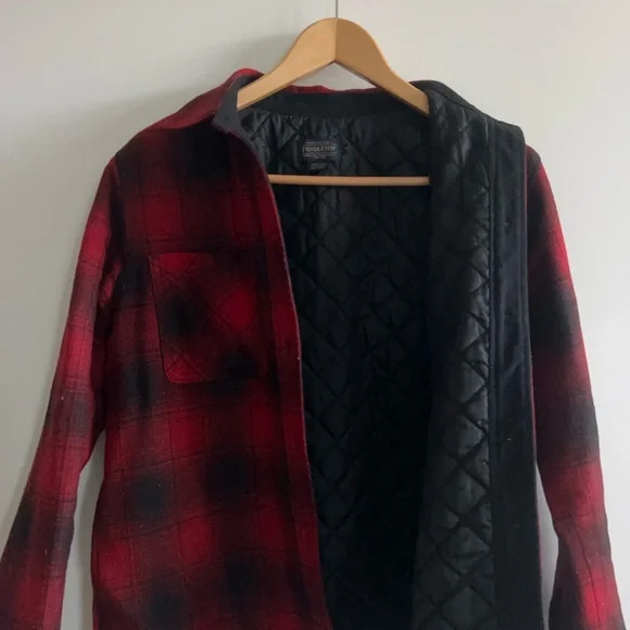 Pendleton red Shirt Jacket Quilted Lining Small - Picture 9 of 10